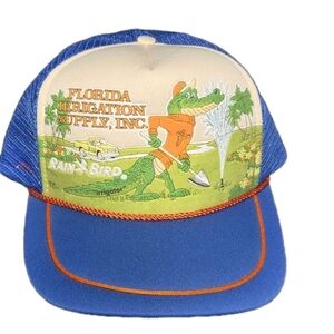 Vintage Florida Irrigation Supply Rain Bird Gator Trucker Hat Snapback Mesh